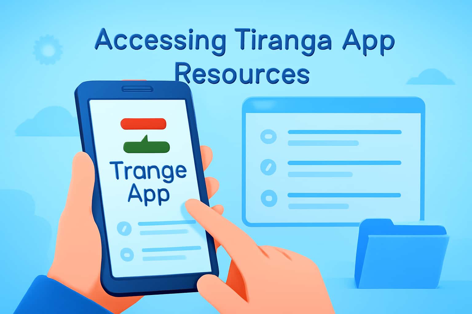 An informative visual representation of accessing resources in the Tiranga App with a focus on user assistance.