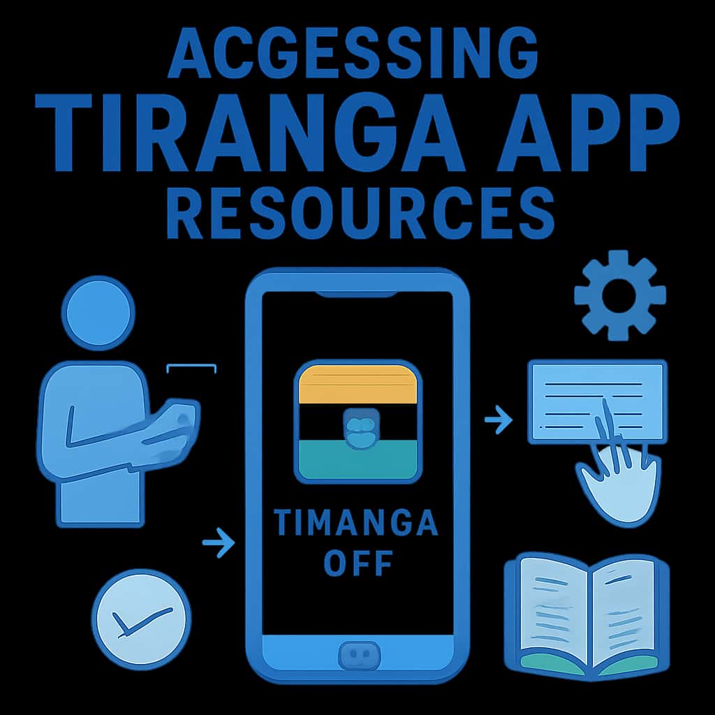 An educational diagram outlining the access resources of the Tiranga App.