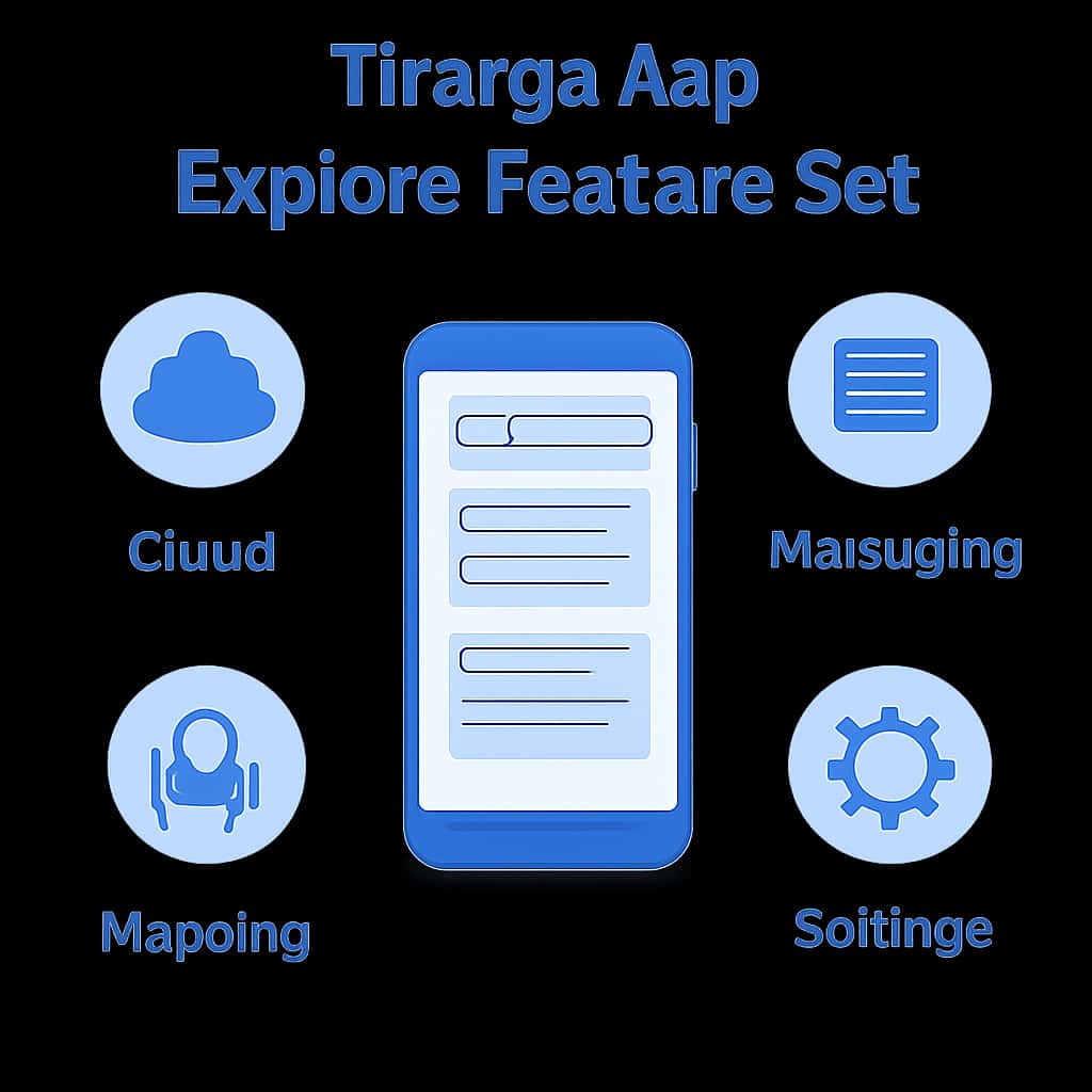 Illustration demonstrating the features of the Tiranga App.