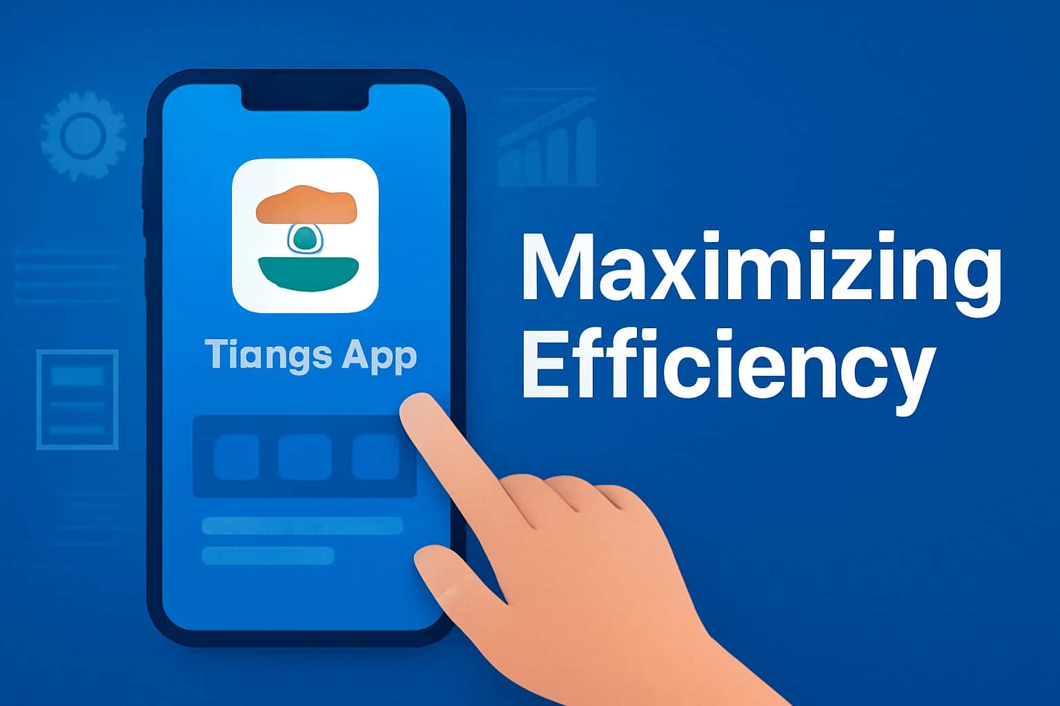 A professional scene illustrating the concept of maximizing efficiency in the Tiranga App, with clear textual representation.