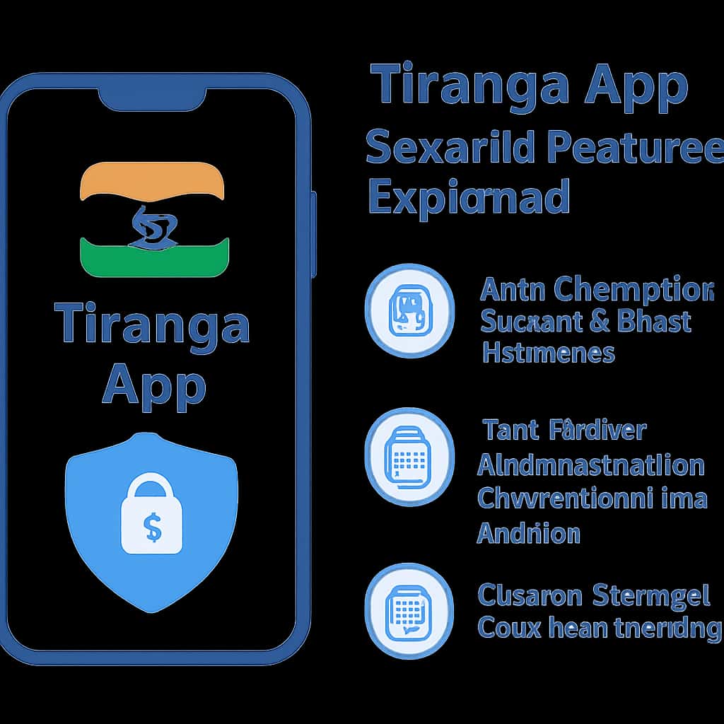 An educational diagram explaining the security features of the Tiranga App.