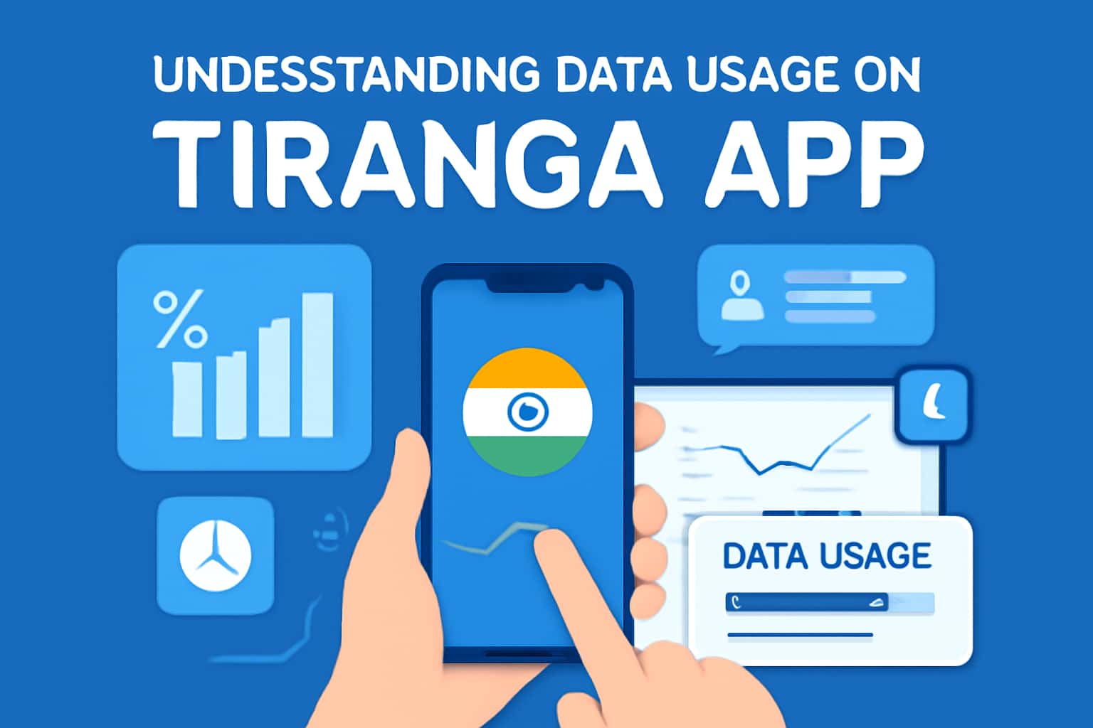 An informative scene illustrating data usage on the Tiranga App.