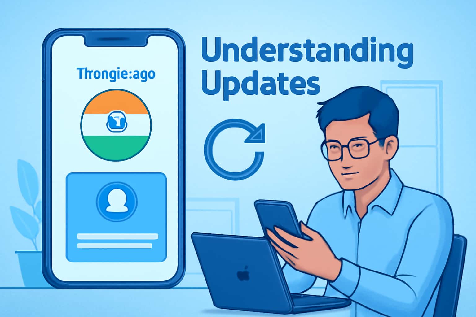 A futuristic scene illustrating updates to the Tiranga App